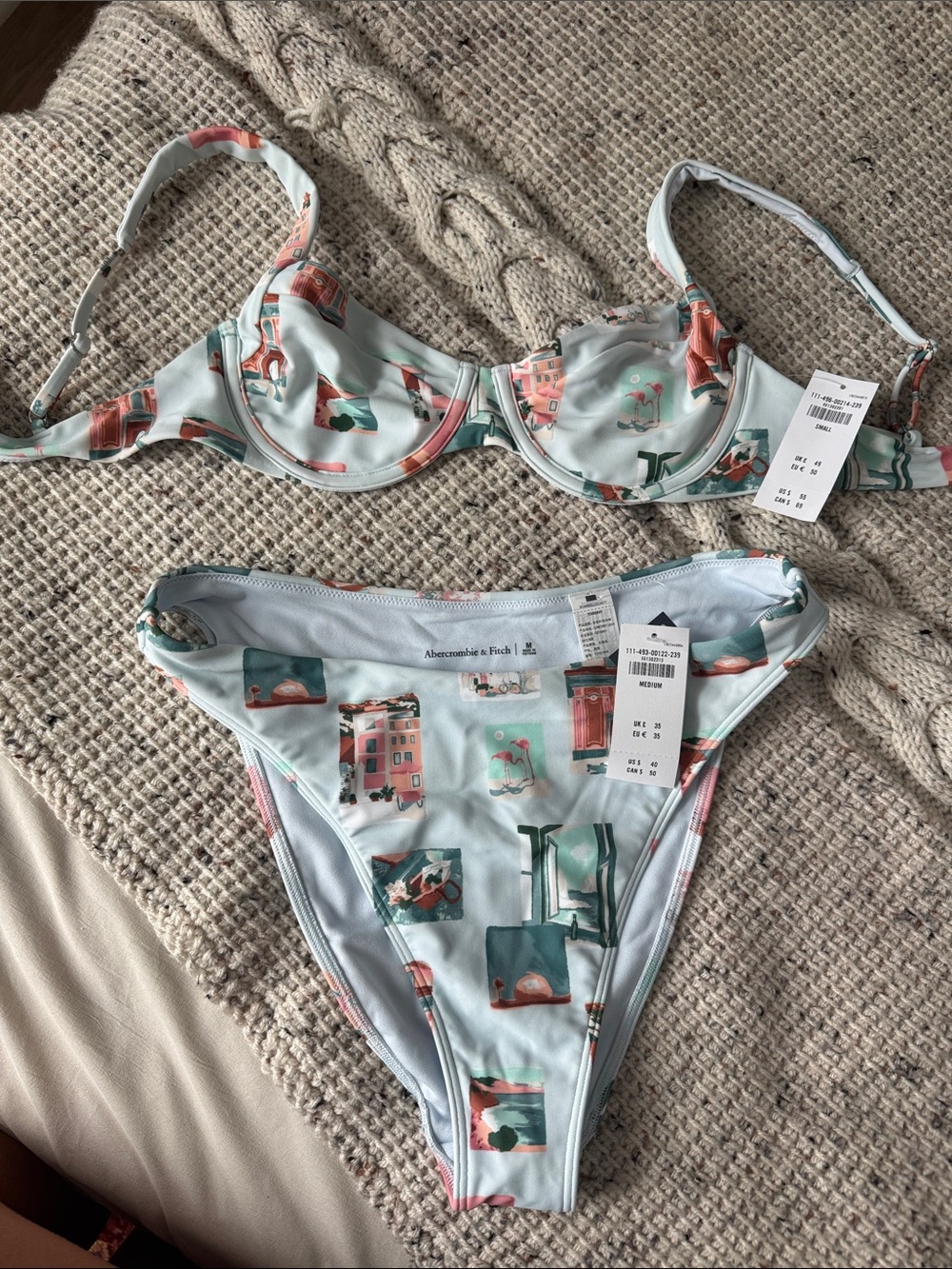 Abercrombie & Fitch Mint Green Scenic Print Underwire Bikini